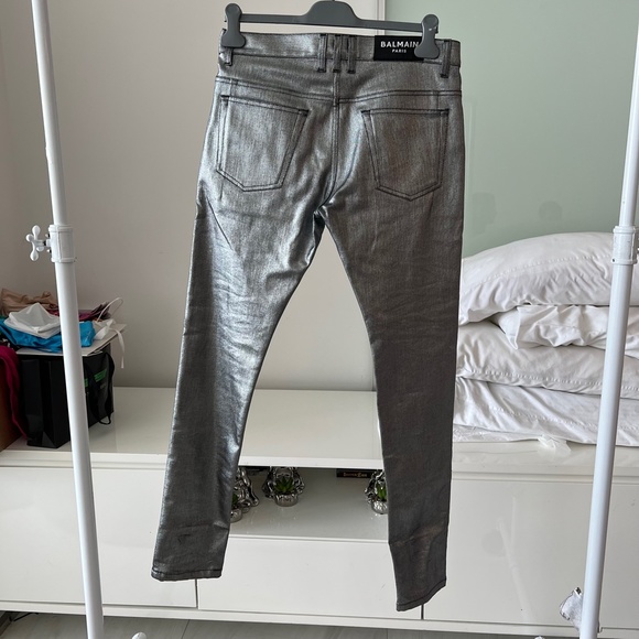 Balmain Mens Metallic Jeans - Picture 2 of 4
